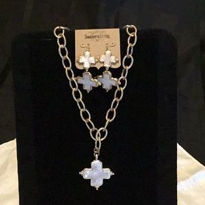 Southern Living Cross Pendant Necklace & Earrings